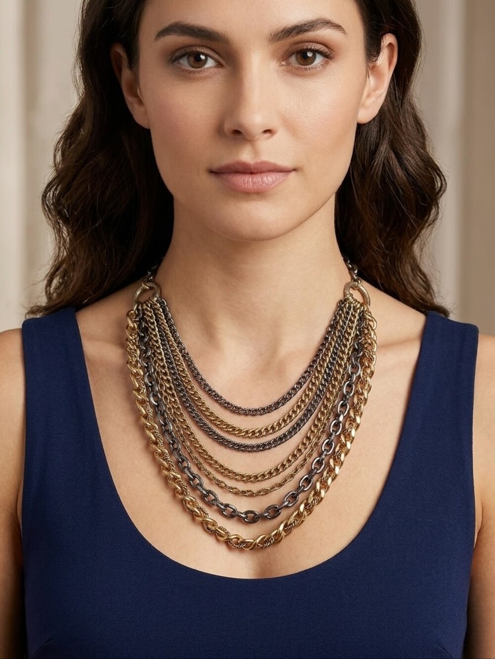 MULTY STRANDS CHAIN LINK‎ WOMEN'S NECKLACE